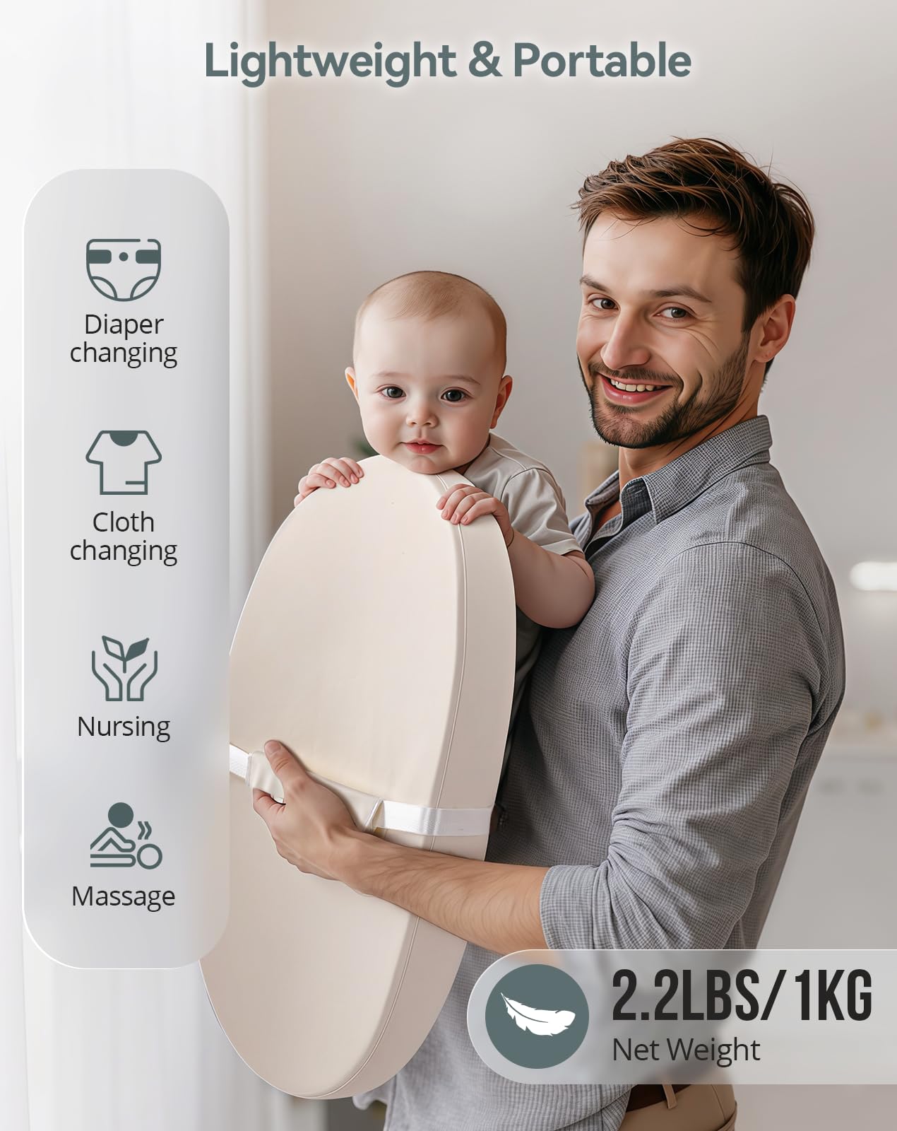 COMOMY large cushioned foam provides gentle support during diaper changes