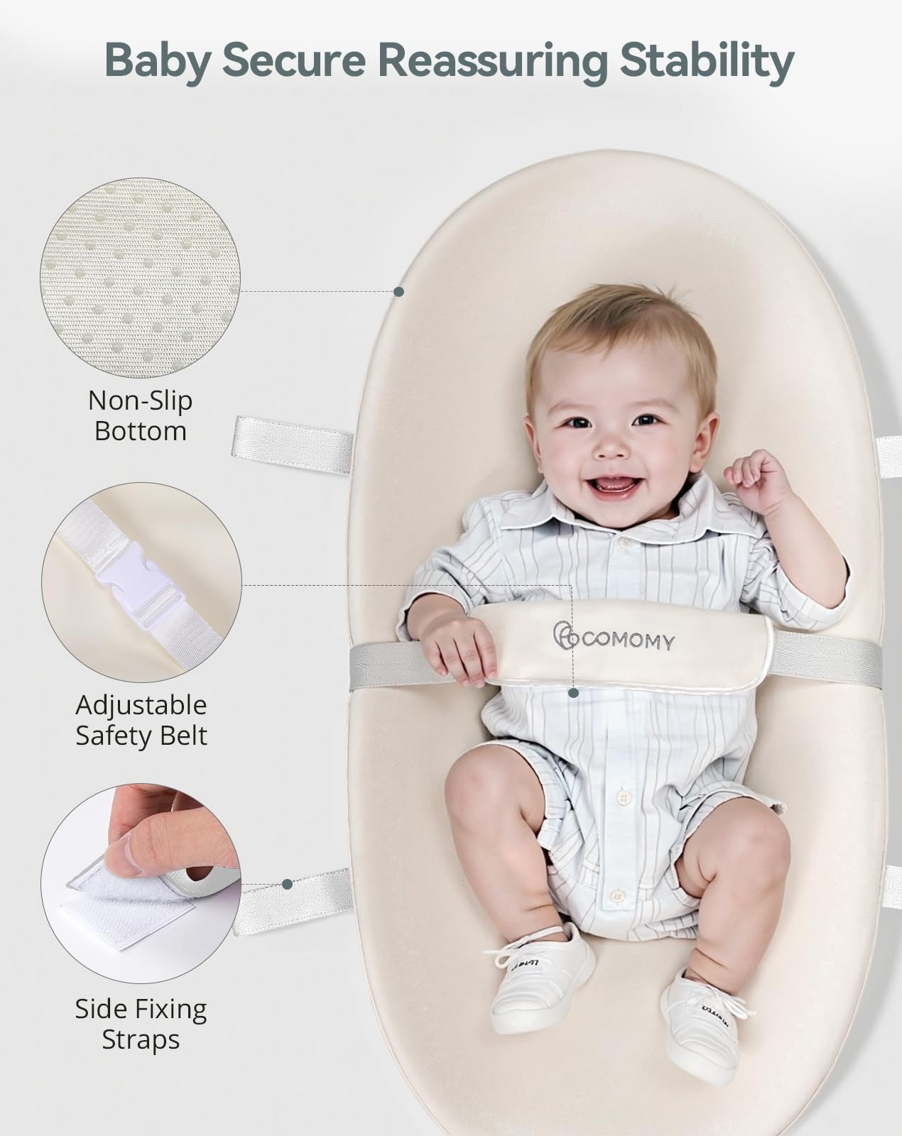 COMOMY changing pad with non-slip bottom kept steady on a dresser