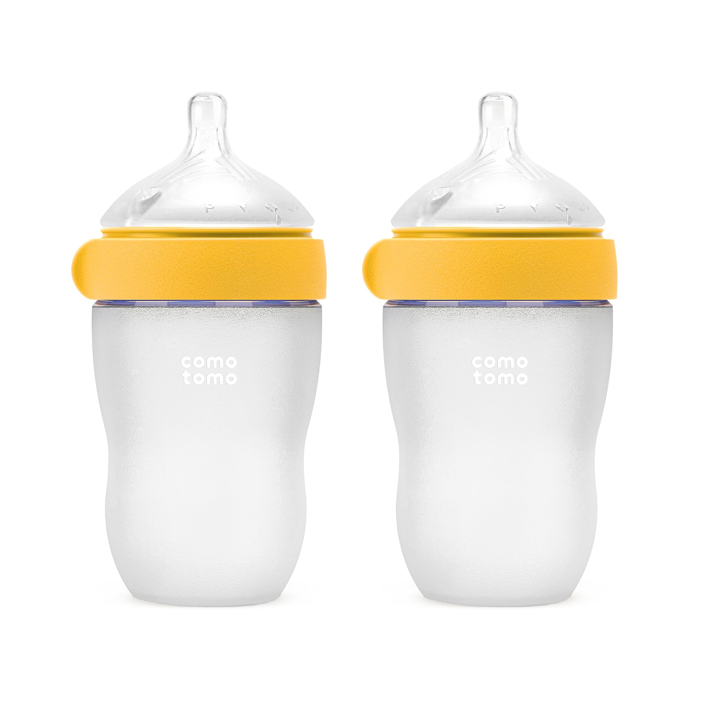 Comotomo Gen 2 8oz yellow double pack bottle, easy to clean.