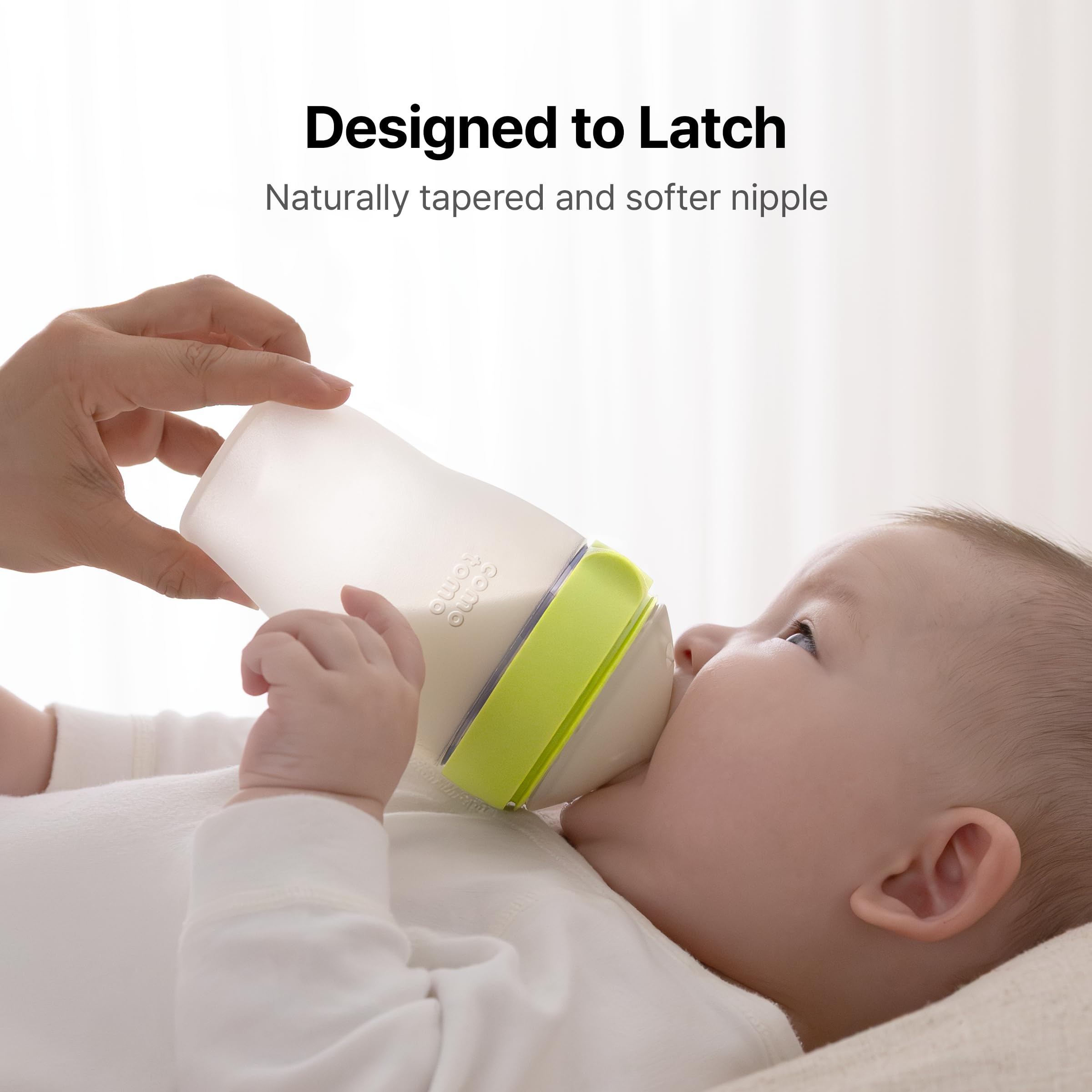 Comotomo Gen 2 fast flow nipple soft silicone texture feels gentle.