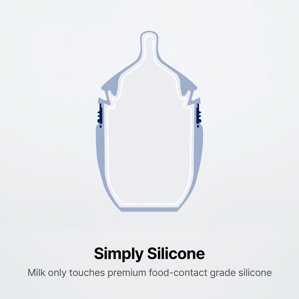 Comotomo Gen2 milk touches only premium silicone for safe feeding.