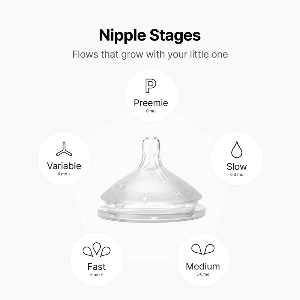 Soft silicone texture aids natural latch during bottle feeding.