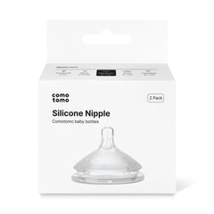 Comotomo Gen 2 nipple close-up in soft silicone for natural latch.