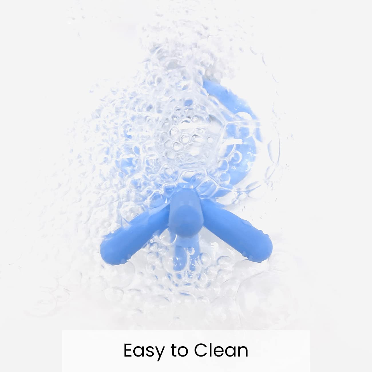Comotomo teether blue, easy cleaning and portable storage.