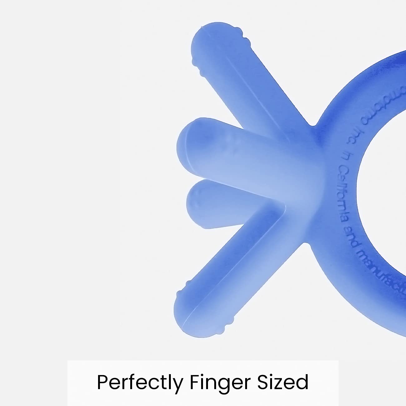 Comotomo teether blue features a one-piece design for simple cleaning.