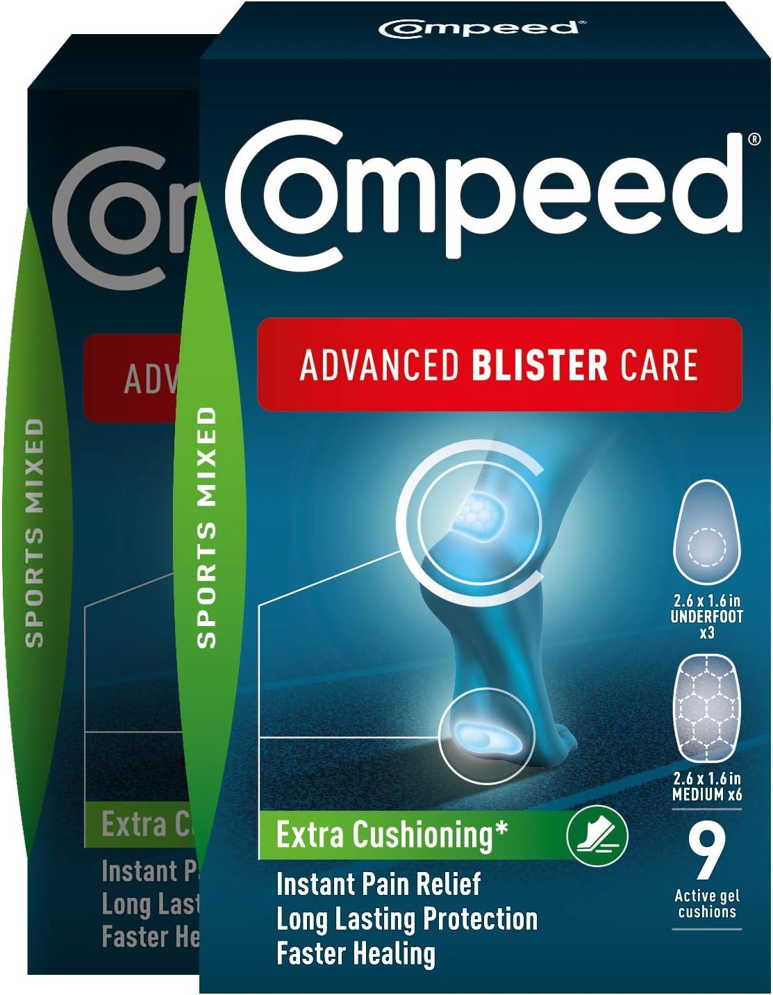 Compeed Advanced Blister Care Pads pack front view ready for protection during activity