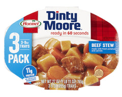 Compleats Dinty Moore Beef Stew three-pack cans ready for pantry meals