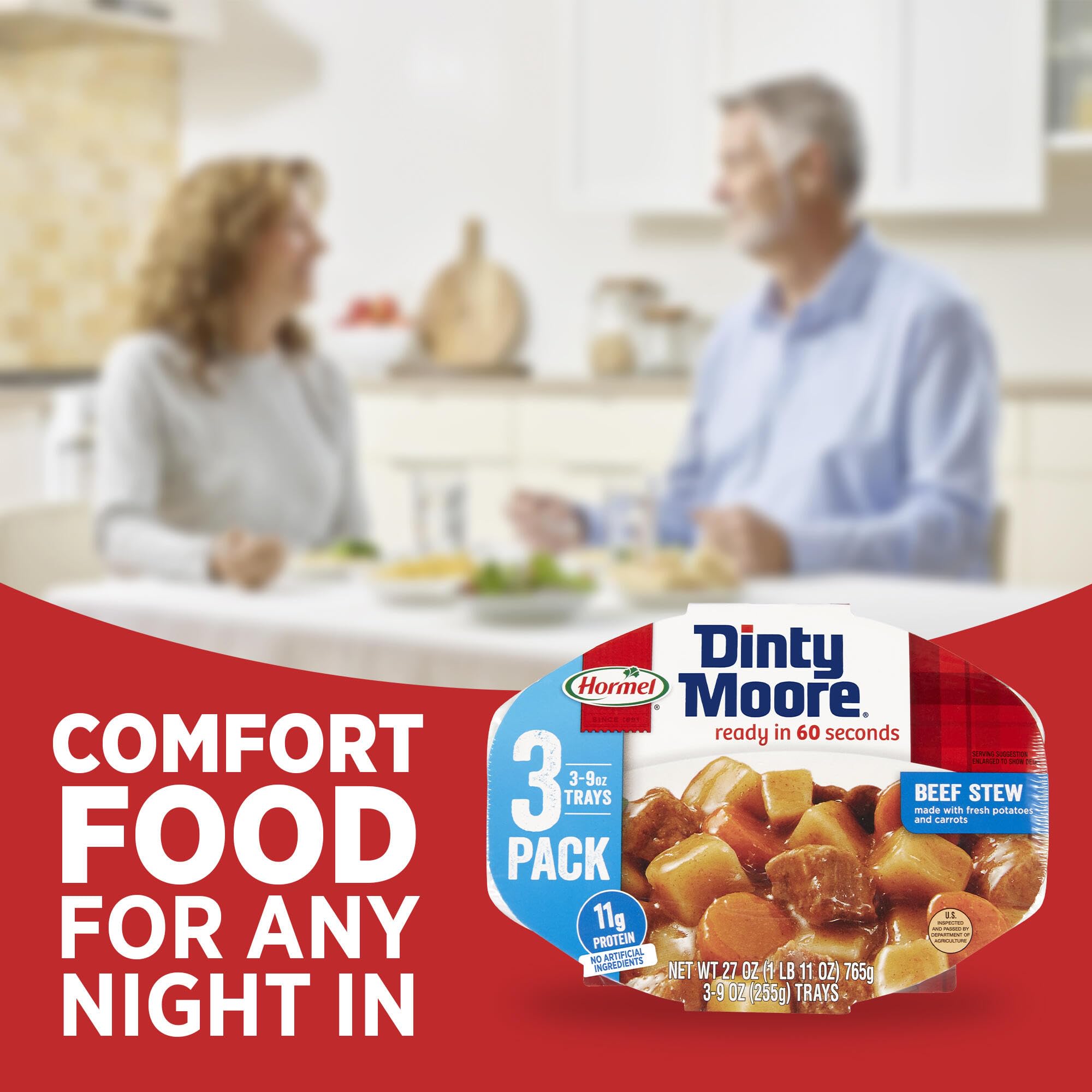 Packaged Compleats Dinty Moore Beef Stew for convenient storage