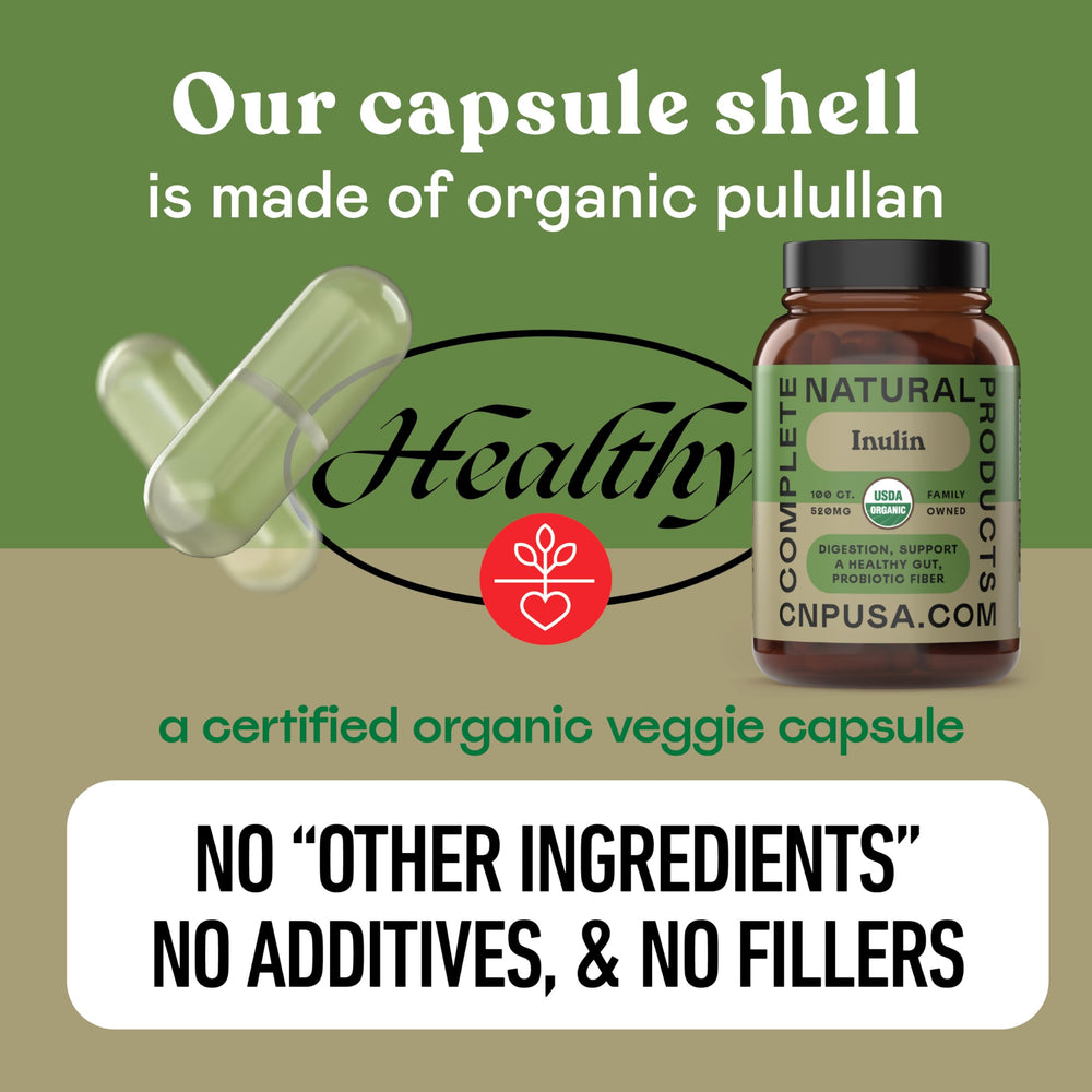 Complete Natural Inulin Capsules being poured from bottle