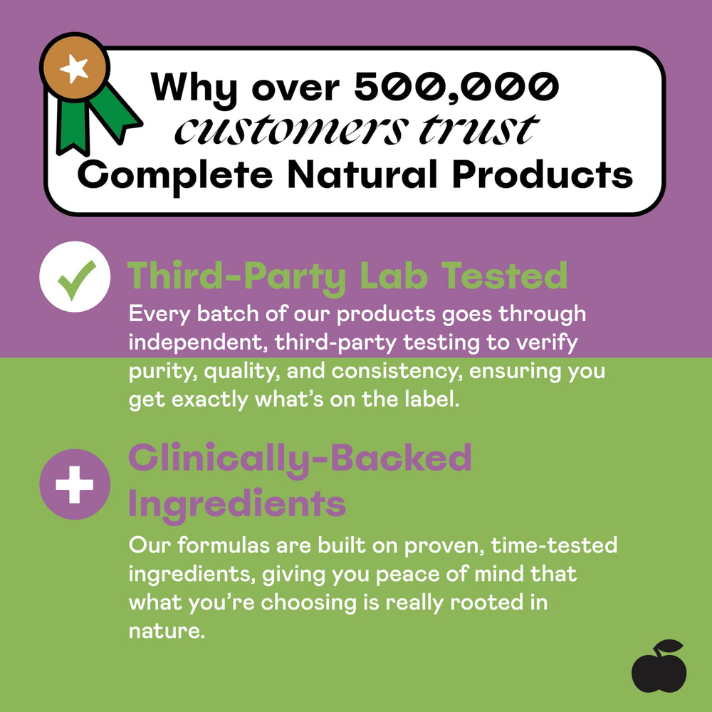 100-count supply of Complete Natural Products milk thistle capsules.