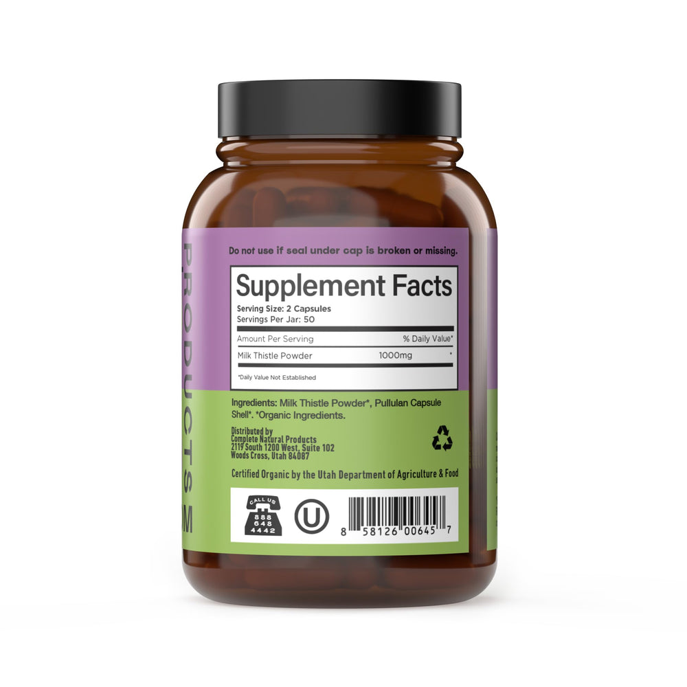 Capsules inside a glass jar by Complete Natural Products for easy handling.