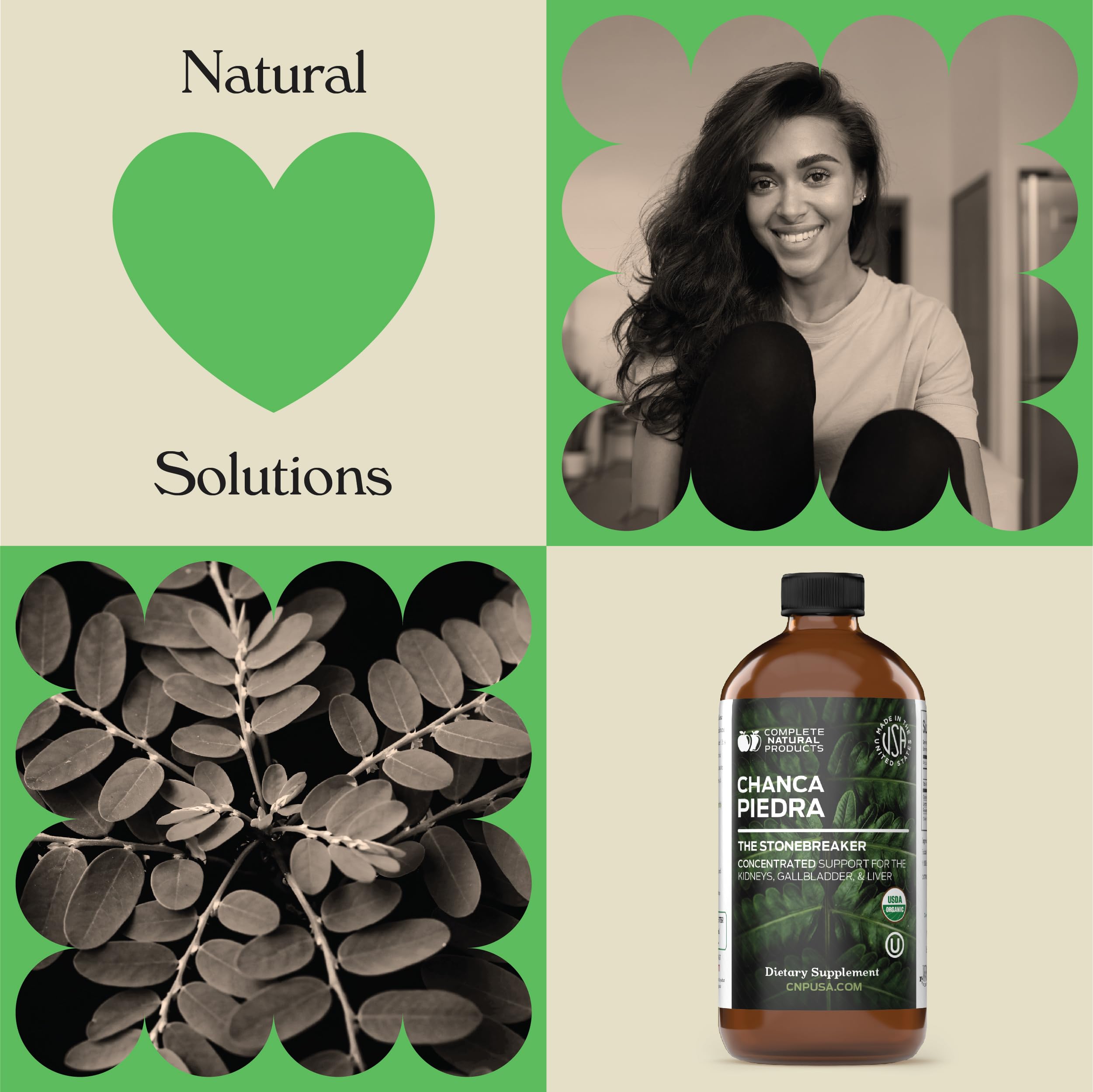 Complete Natural Products Chanca Piedra packaging box with organic, alcohol-free formula.