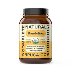 Complete Natural Products dandelion root capsules bottle front for daily wellness support.
