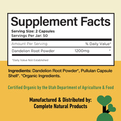 Complete Natural Products dandelion root capsules USA-made with trusted quality.