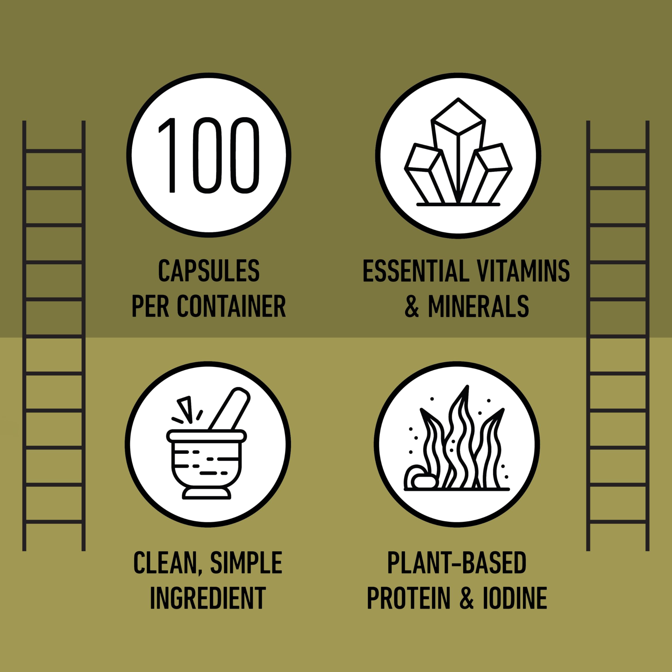 Complete Natural Products sea kelp capsules cap and pill close-up suggests easy daily use.