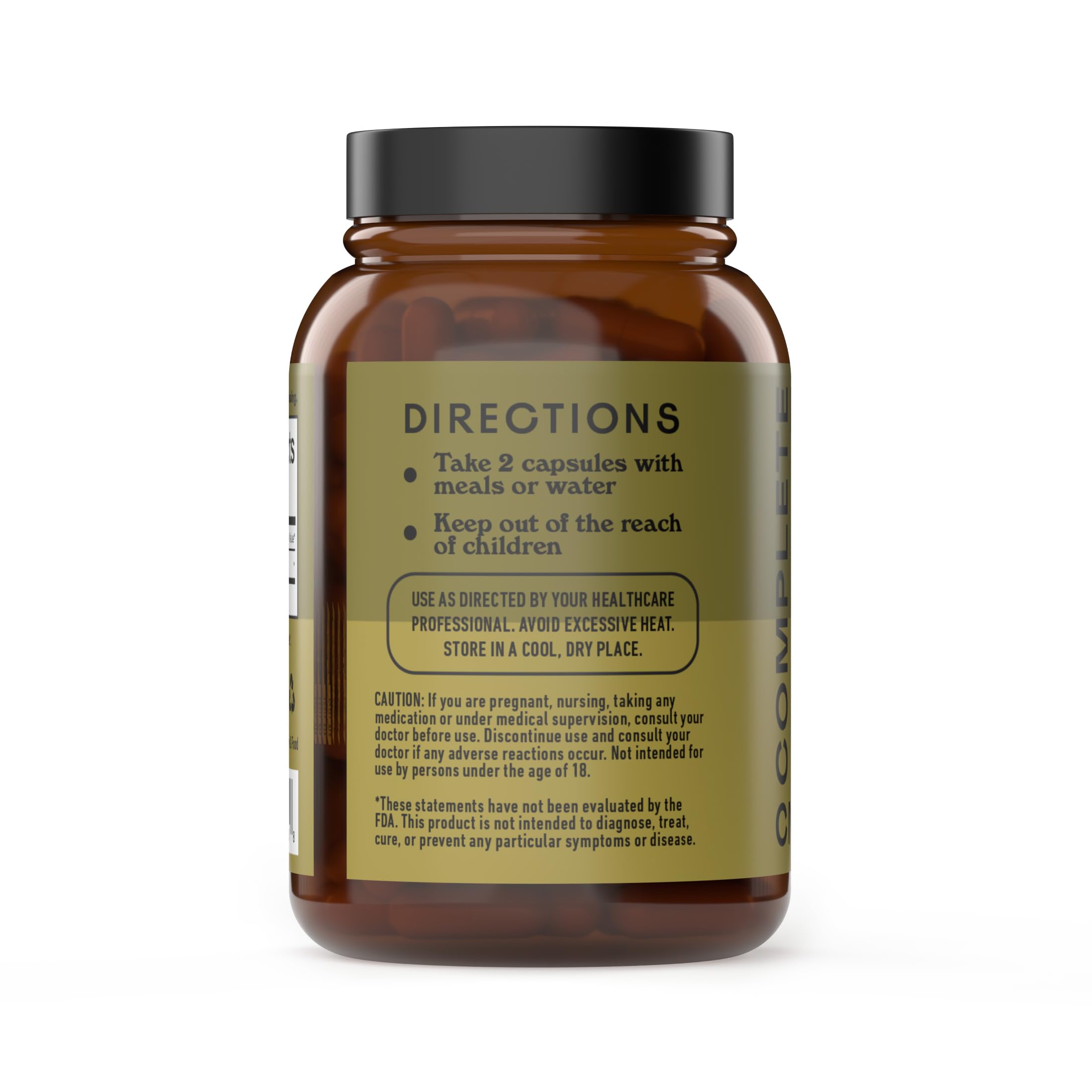 Complete Natural Products sea kelp capsules pouring out shows vegan-friendly capsules for plant-based wellness.