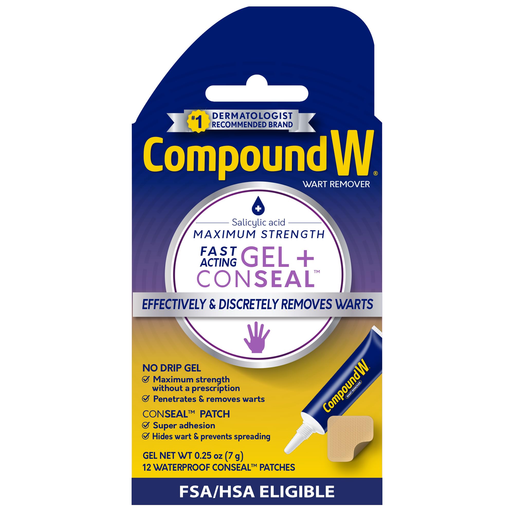 Compound W gel tube with no-drip formula for on-the-go wart treatment.