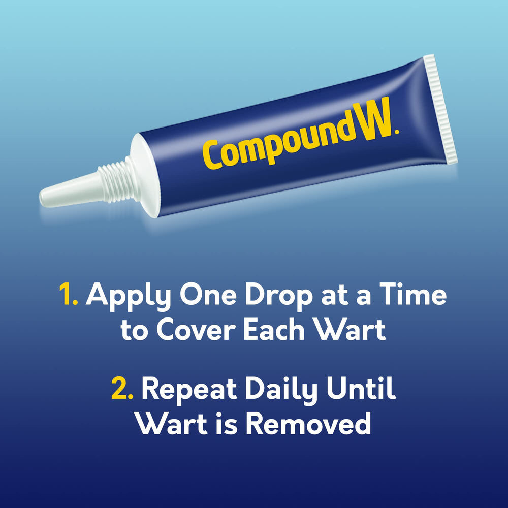 Foot with clean skin awaiting at-home wart care using Compound W gel.