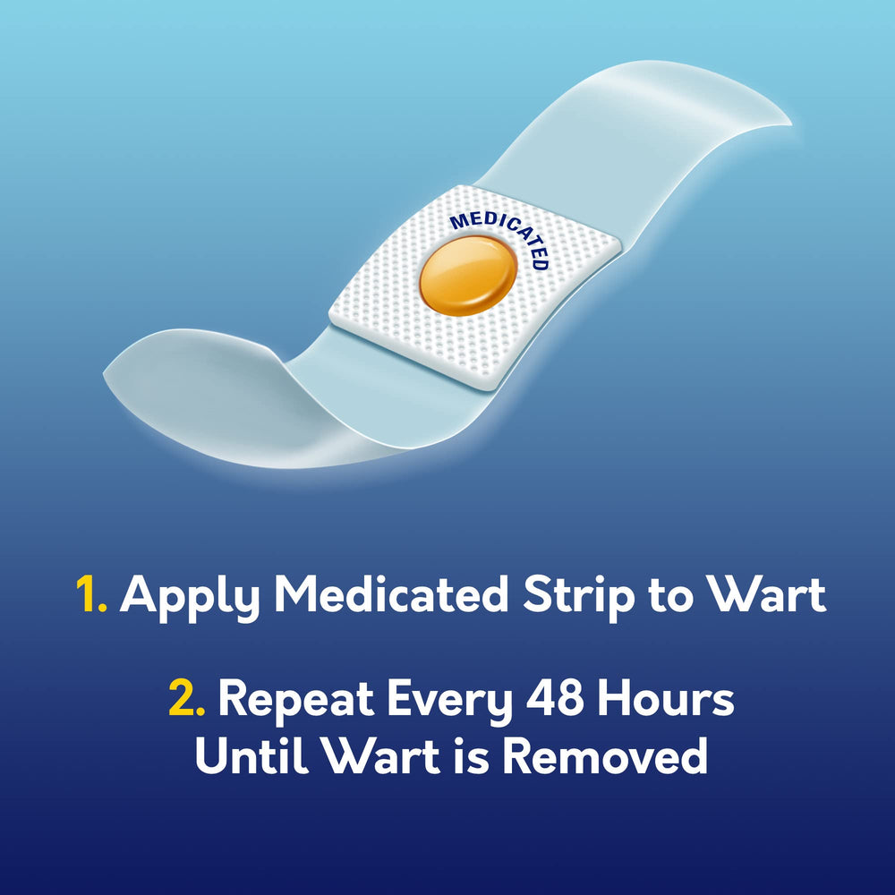 Waterproof strip close-up highlights center salicylic acid for wart care