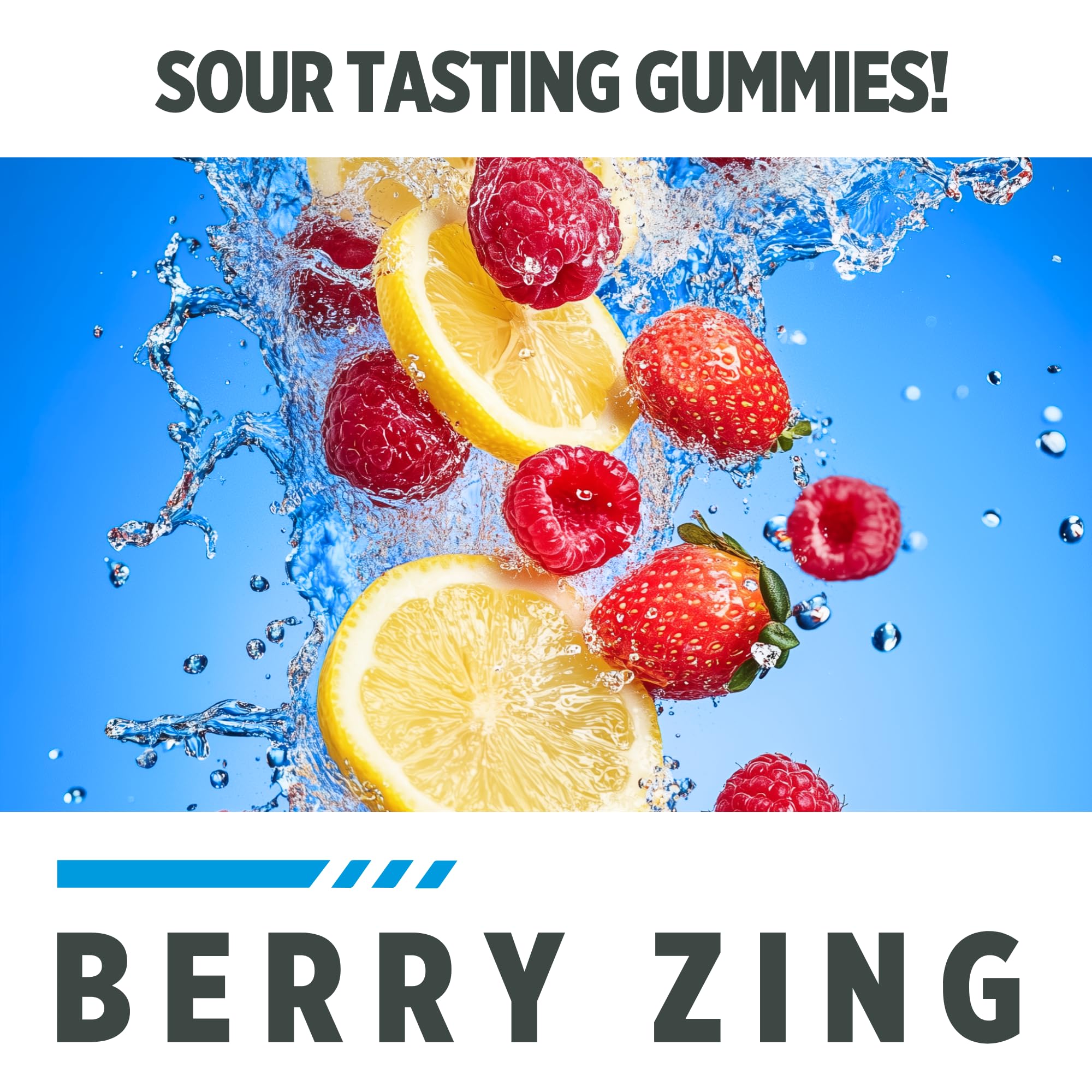 Cognitive and cellular energy emphasis with compact gummy form.