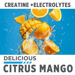 Pouring CON-CRET Hydration powder into a glass for a citrus drink