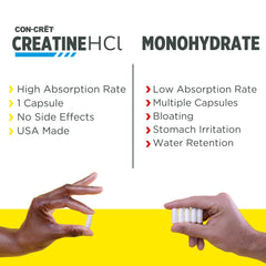 NSF certification seal on CON-CRET Creatine HCl packaging signals trusted production.