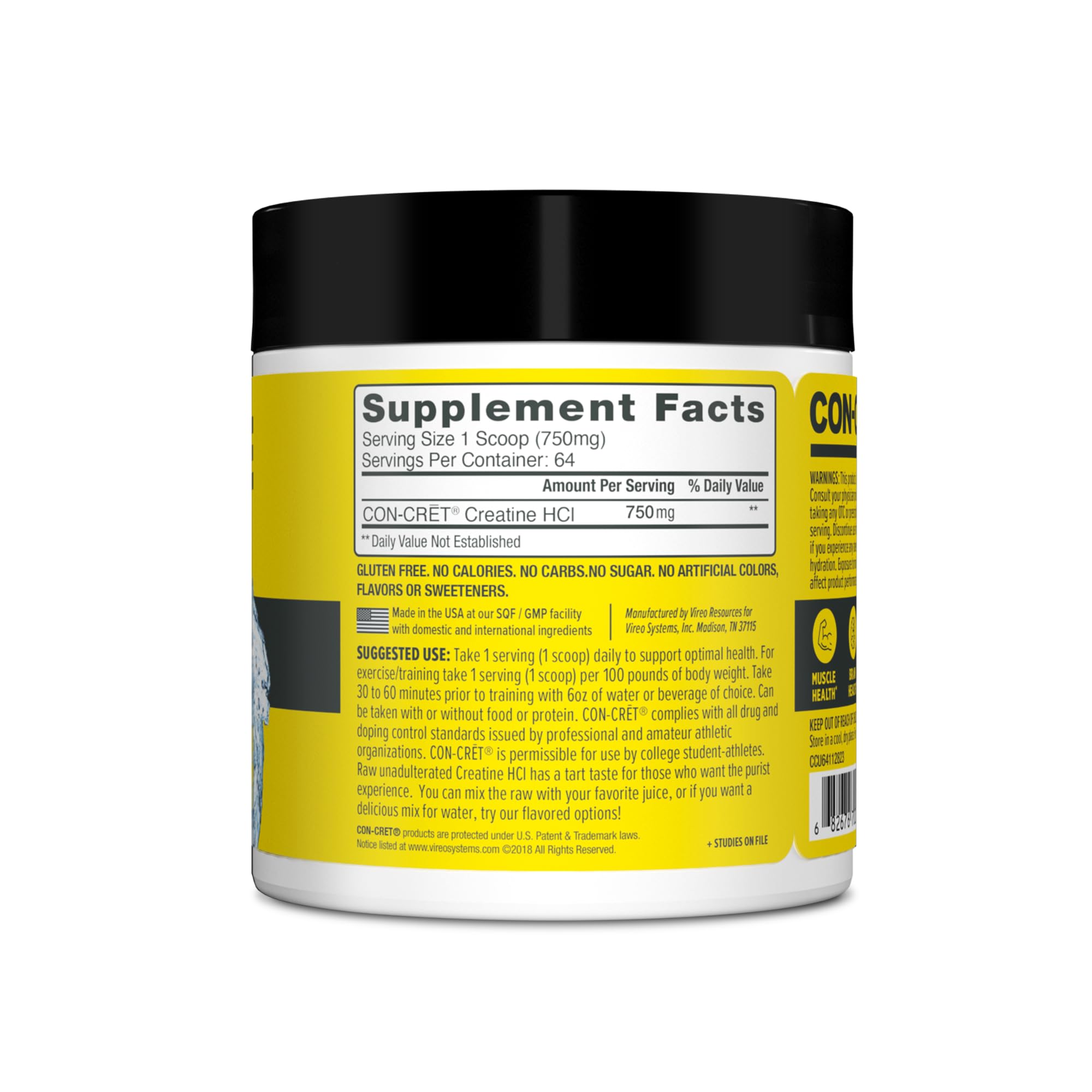 NSF-certified seal on CON-CRET Creatine HCl packaging