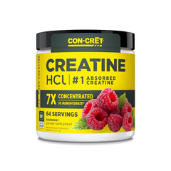 CON-CRET Creatine HCl Raspberry powder ready for a smooth shake.