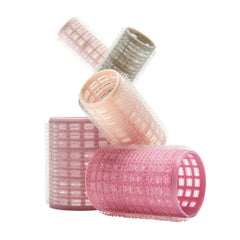 Conair heatless curls roller set in pink, gray, and purple for quick, damage-free styling
