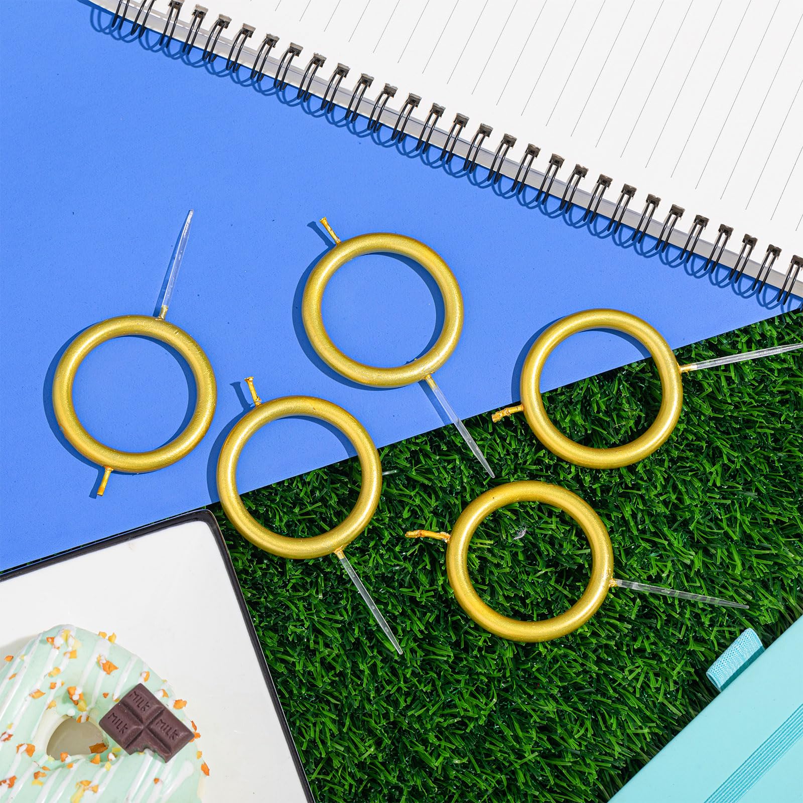 Conelist 4-inch gold ring candle fits a variety of cakes.