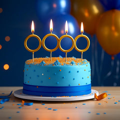 Conelist candle base with gold ring adds stable cake placement.