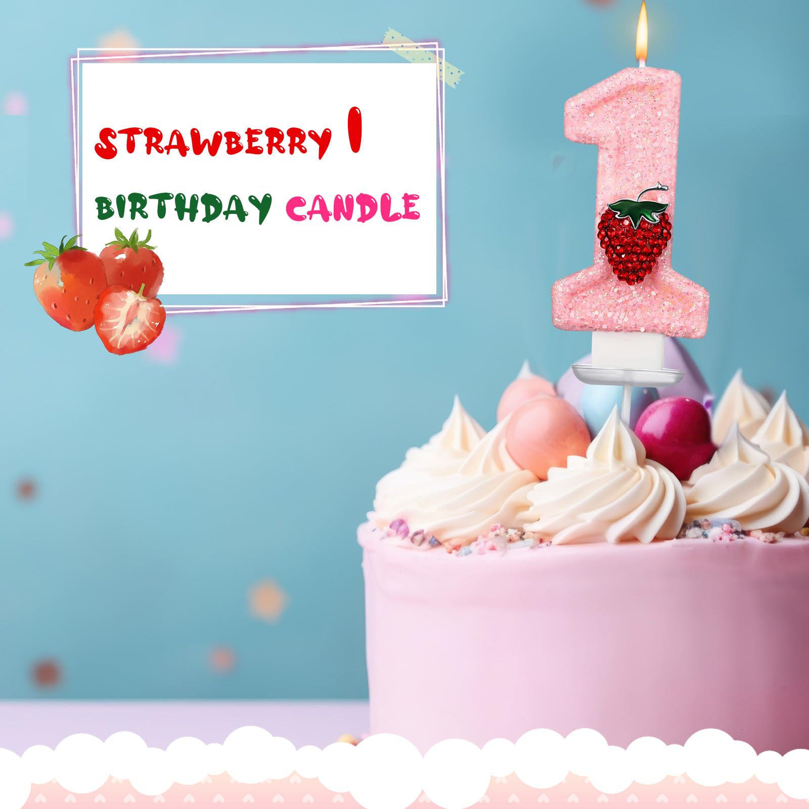 Conelist Strawberry 1 Candle height-adjustable pole for flexible cake fit