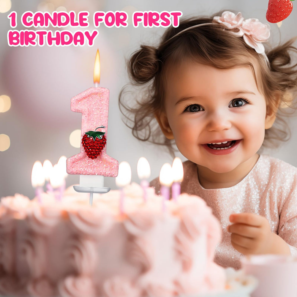 Conelist Strawberry 1 Candle brings strawberry theme to pink party decor