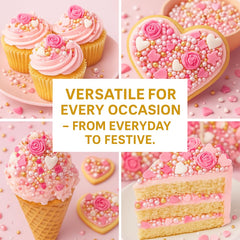 Confect silver-hearts sprinkles add shine to cupcakes and desserts