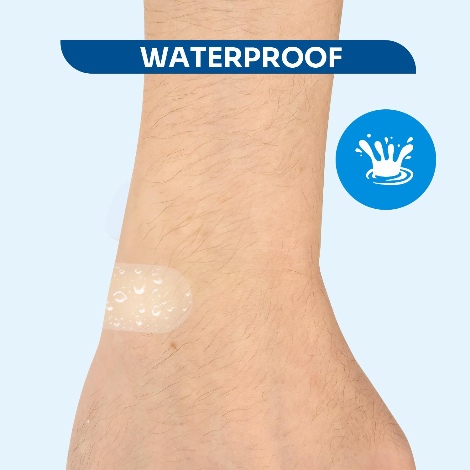 Conkote hydrocolloid bandages on foot; versatile relief for blisters and small cuts.