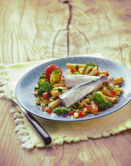 Connetable sardines in water with pasta, simple healthy meal idea.