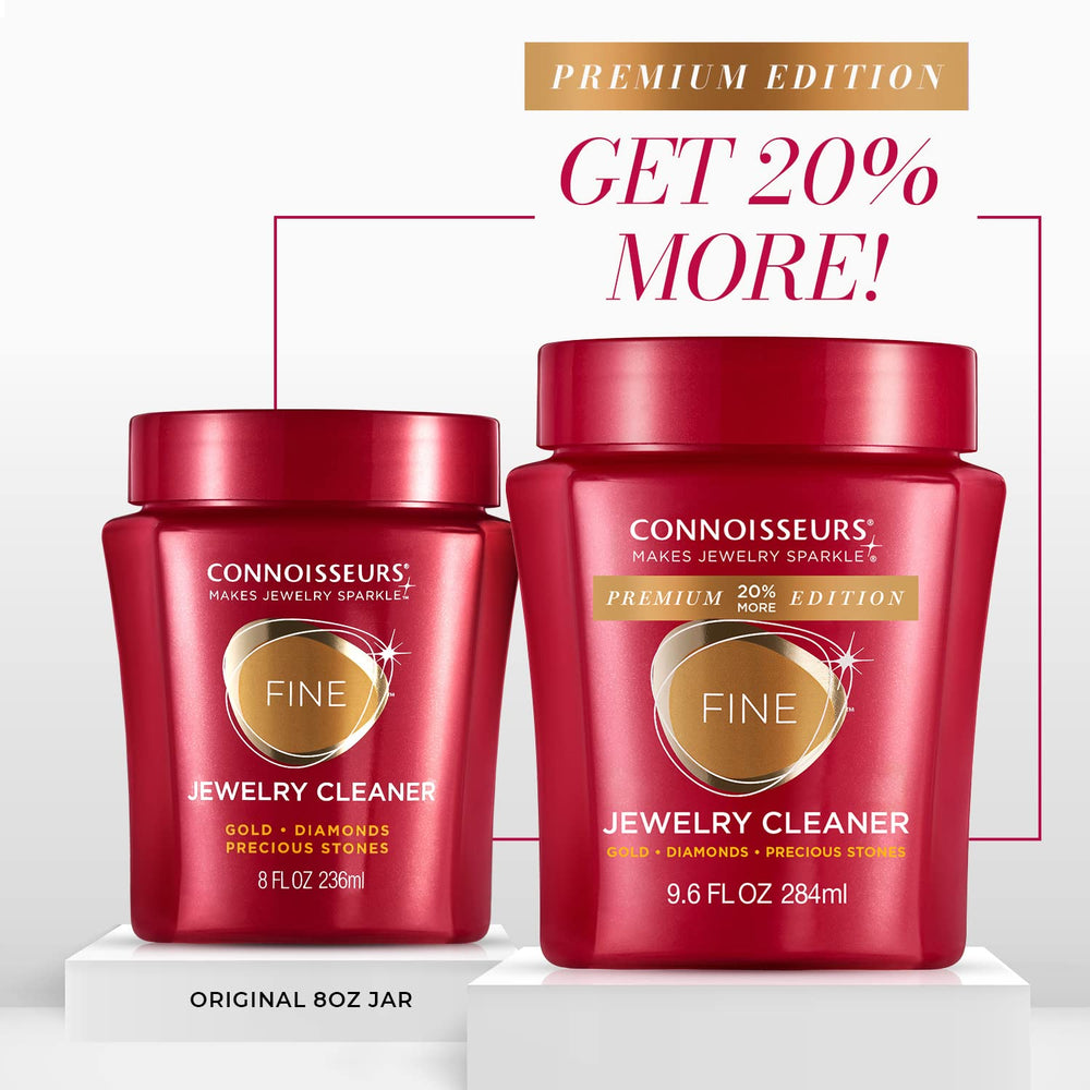 Connoisseurs Gold and Platinum Cleaner bottle showing shine restoration potential.