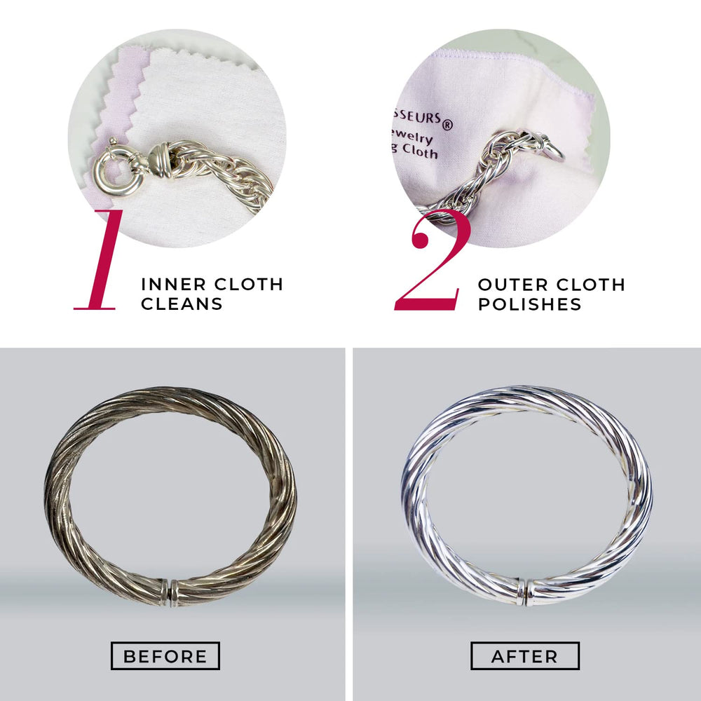 Jewelry care routine using CONNOISSEURS polishing cloth