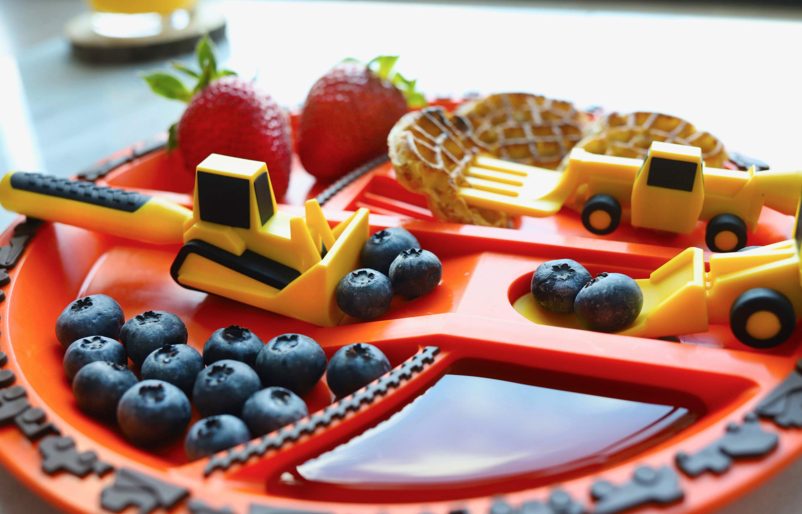 Constructive Eating toddler dinnerware set promotes imaginative play during meals.