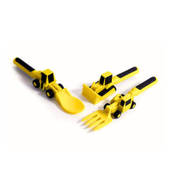Constructive Eating utensils close-up highlights kid-friendly grip designed for small hands.