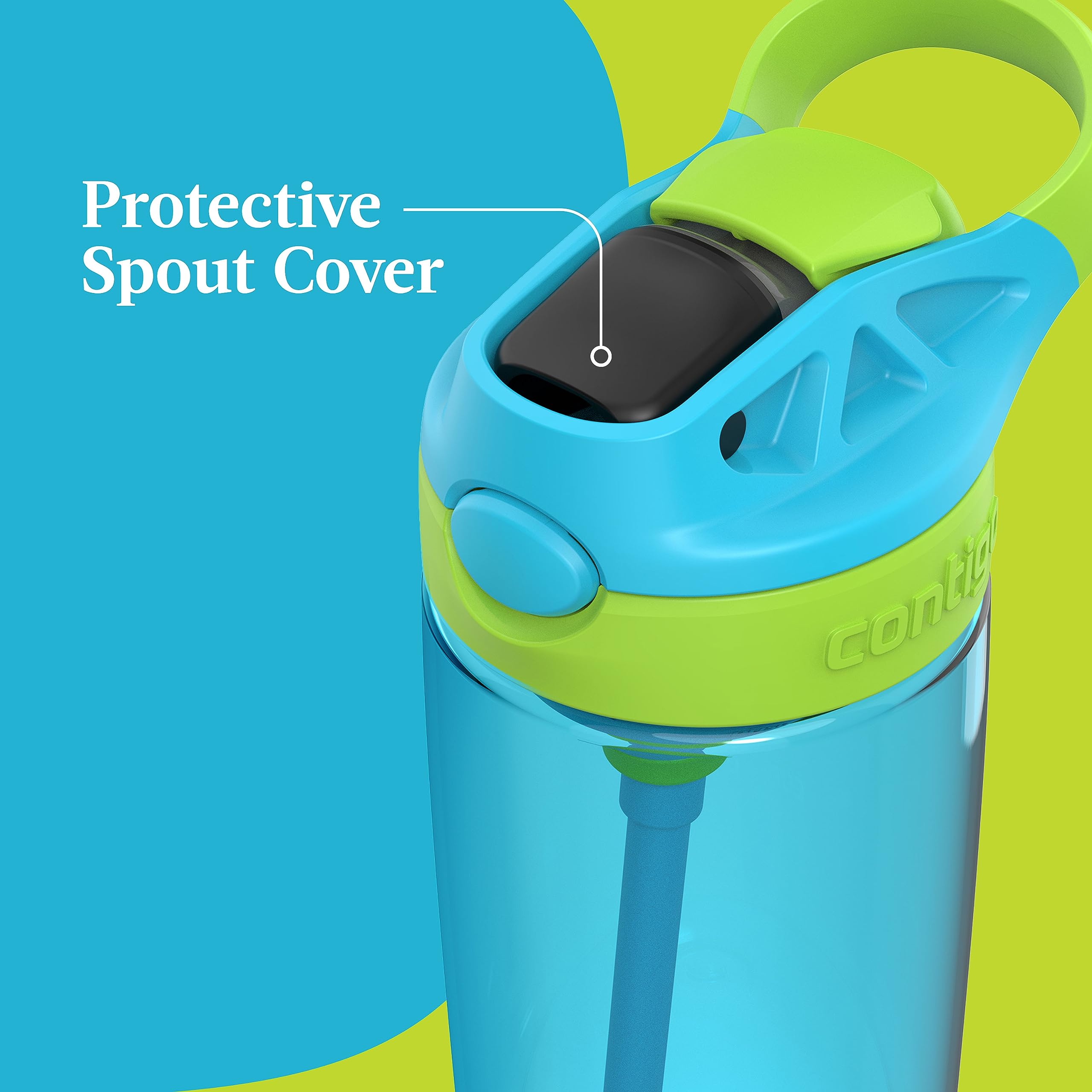 Contigo Aubrey 20oz bottle kid-friendly carry handle for easy transport.