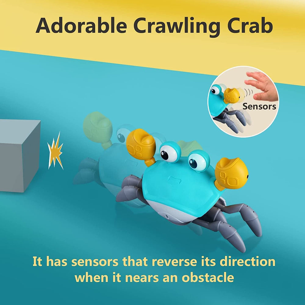 Control Future Crawling Crab Toy obstacle-sensor angle prevents being caught and fuels exploration