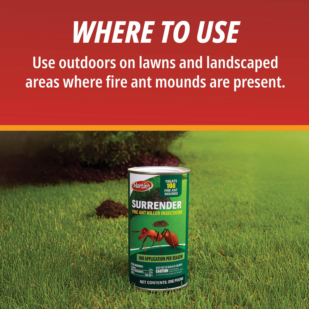 Control Solutions Surrender Fire Ant Killer outdoors around patio spaces for pest-free outdoor living.