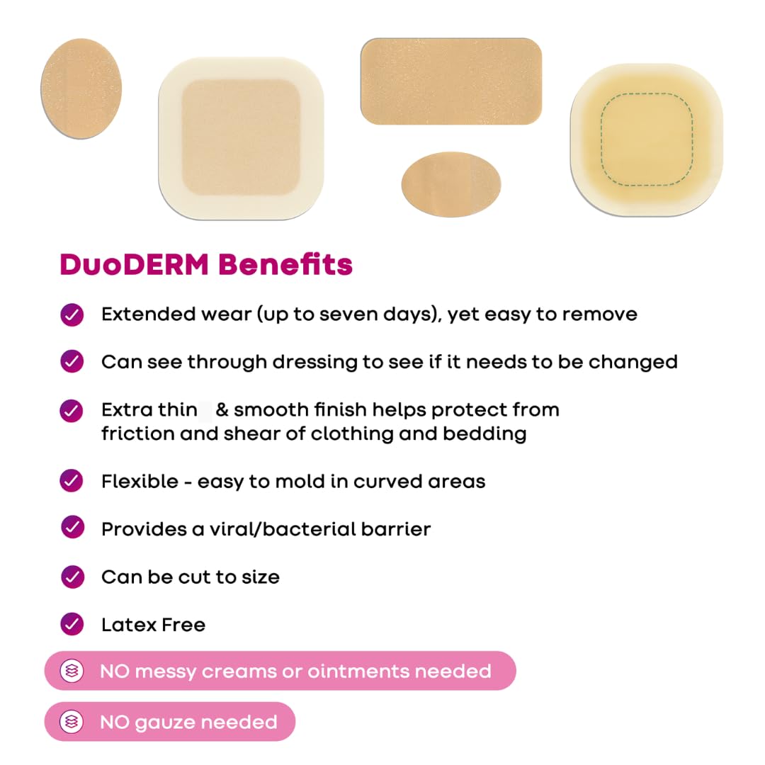 Beige waterproof DuoDERM dressing shown up close for discreet coverage