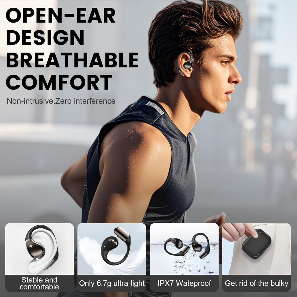 Conyat Open-Ear Headphones open-ear design keeps you aware while listening.