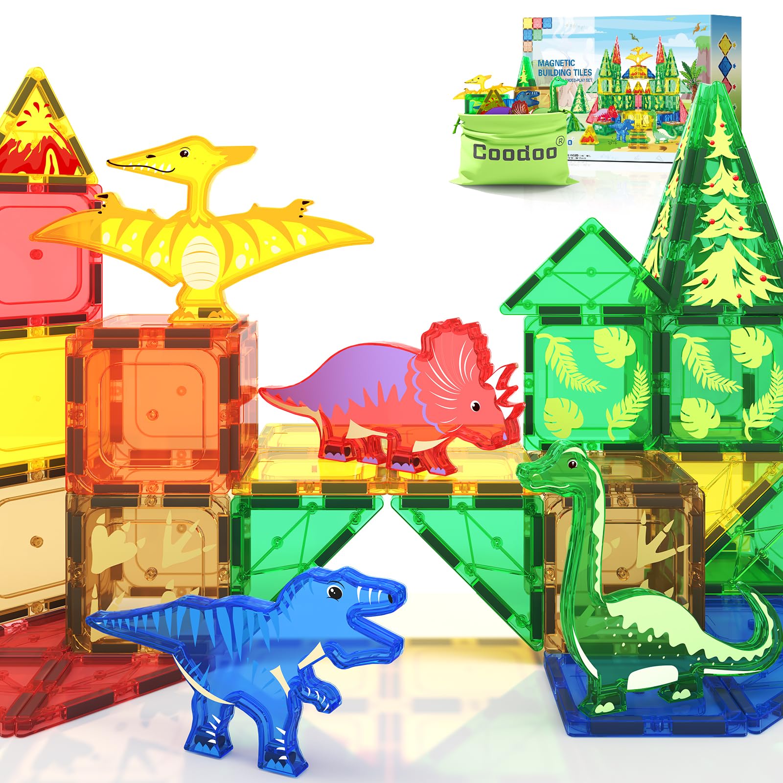 Coodoo Dinosaur Tiles showing dino figures support imaginative play and fine motor skill development.