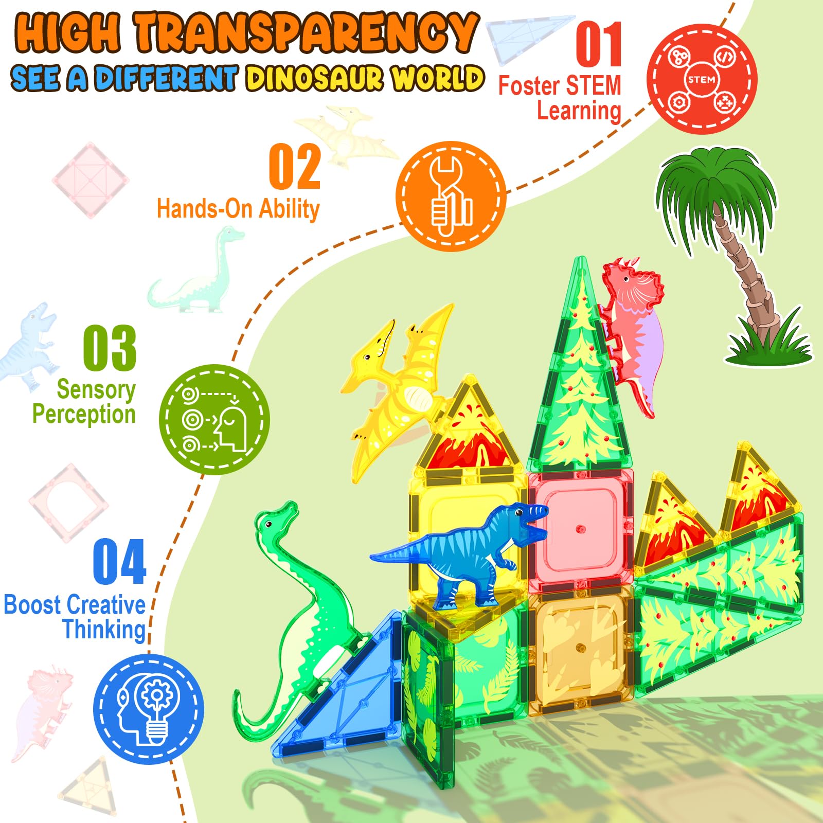 Coodoo Dinosaur footprints tiles add track-based play and themed scene creation.