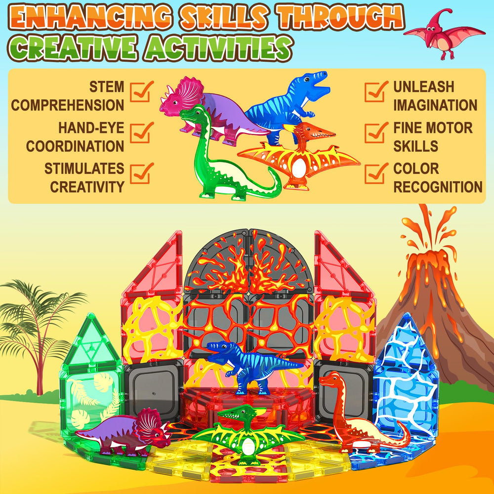 Coodoo safe magnets in dinosaur tiles support durable, kid-friendly play sessions.