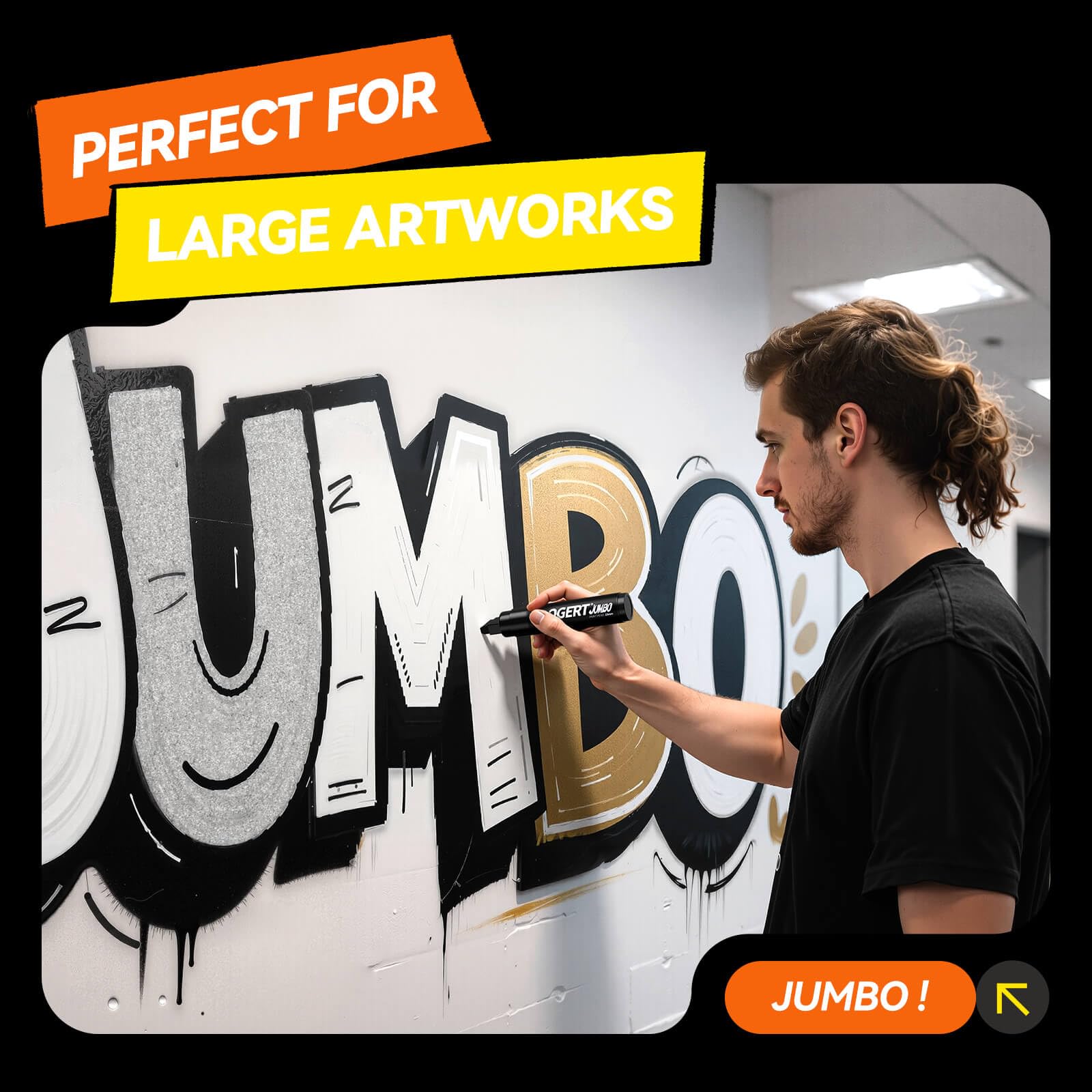 Coogert markers used on a banner showcasing bold typography and visibility.