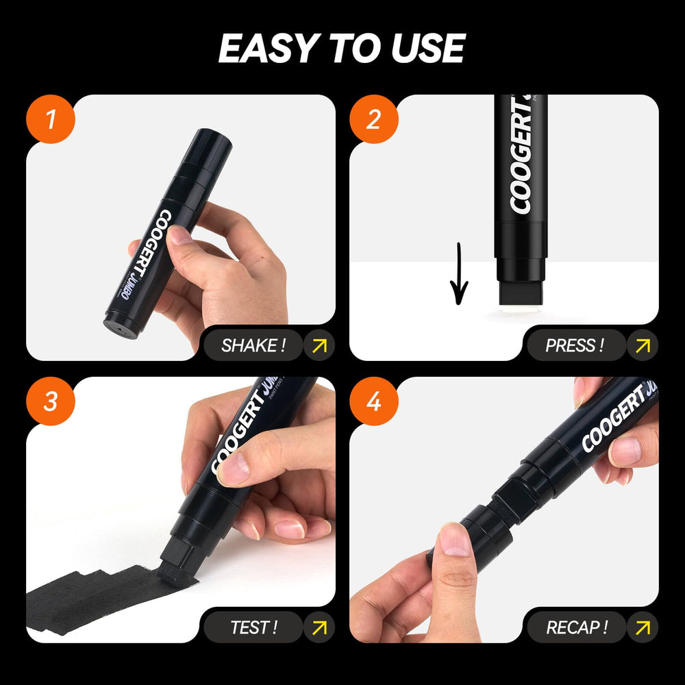 Coogert packaging display highlighting the three-marker set and bold tip.